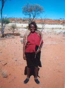 Dorothy Napangardi with perentie
