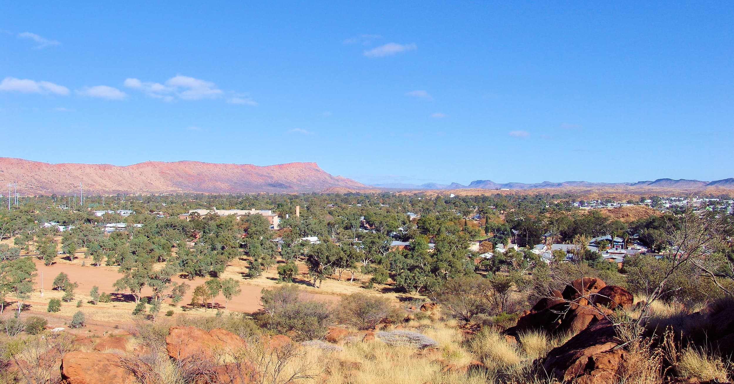 View across Alice Springs to Mount Gillen.