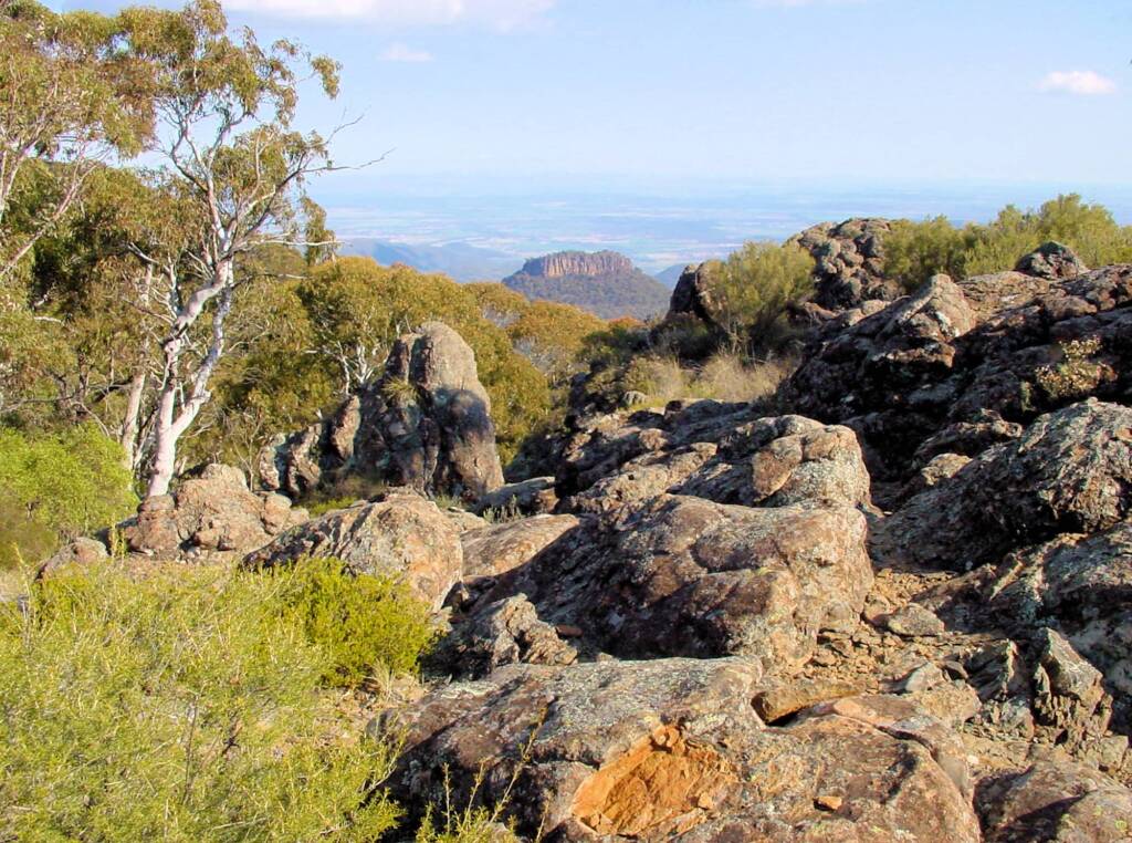 View of Euglah Rock on descent from Mount Kaputar