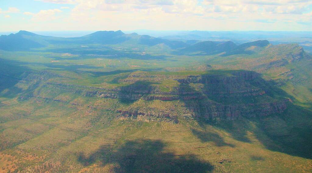Aerial view into Wilpena Pound, South Australia