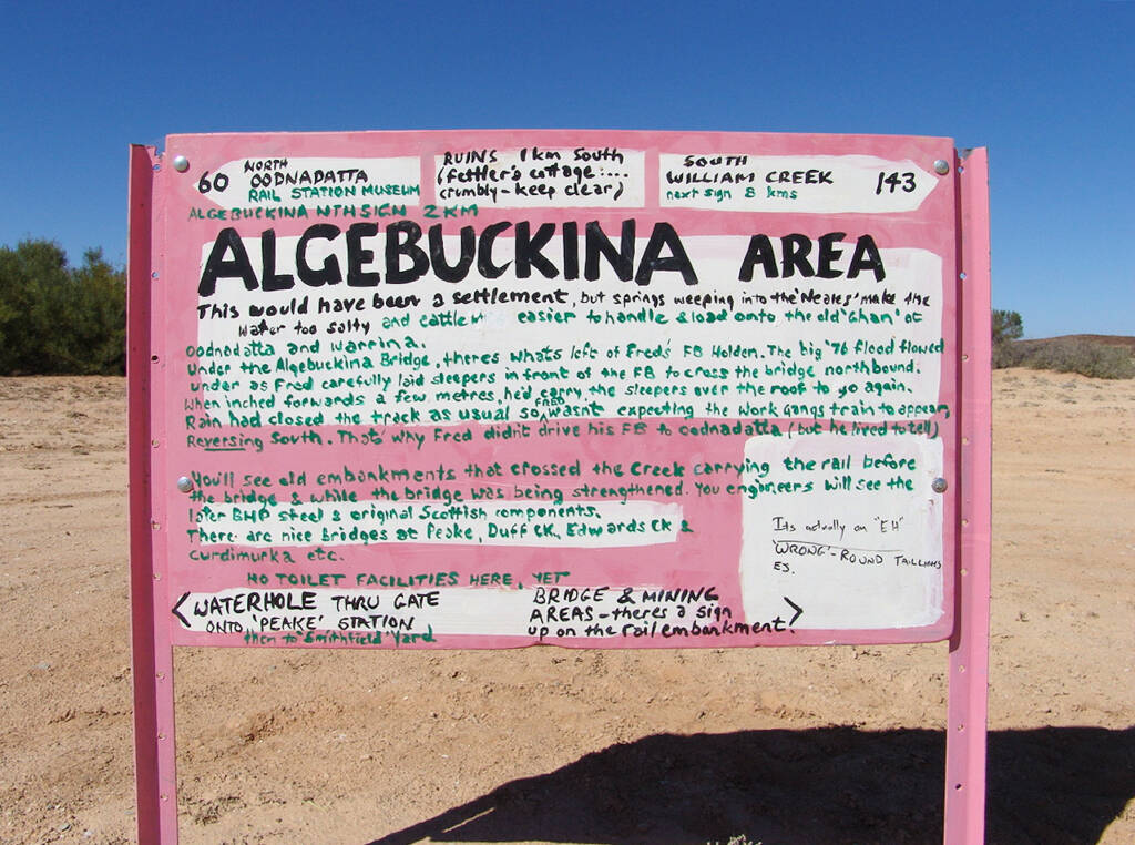Algebuckina Area signage