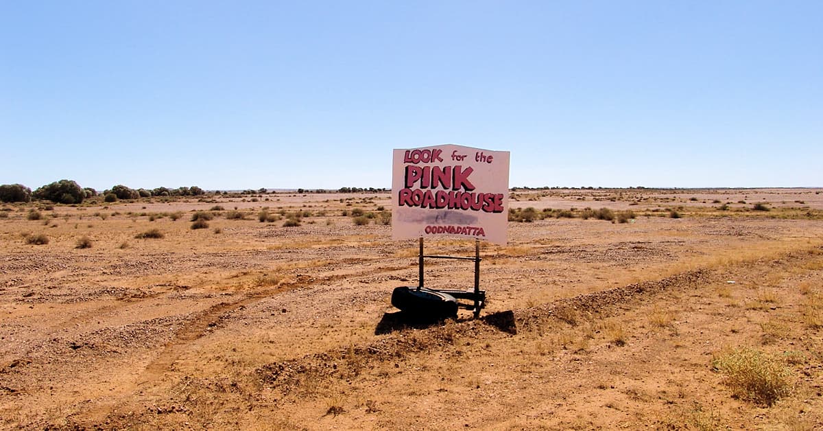 Pink Roadhouse Oodnadatta sign
