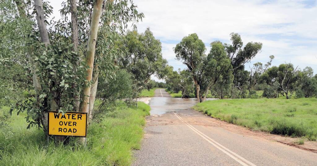 Water over road (Roe Creek) on Darken Road, Simpsons Gap, 19 Mar 2011