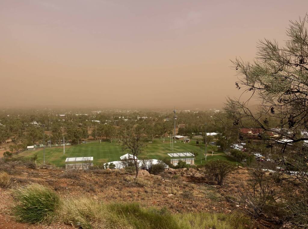 Dust storm over Alice Springs (looking east), 1 Dec 2020