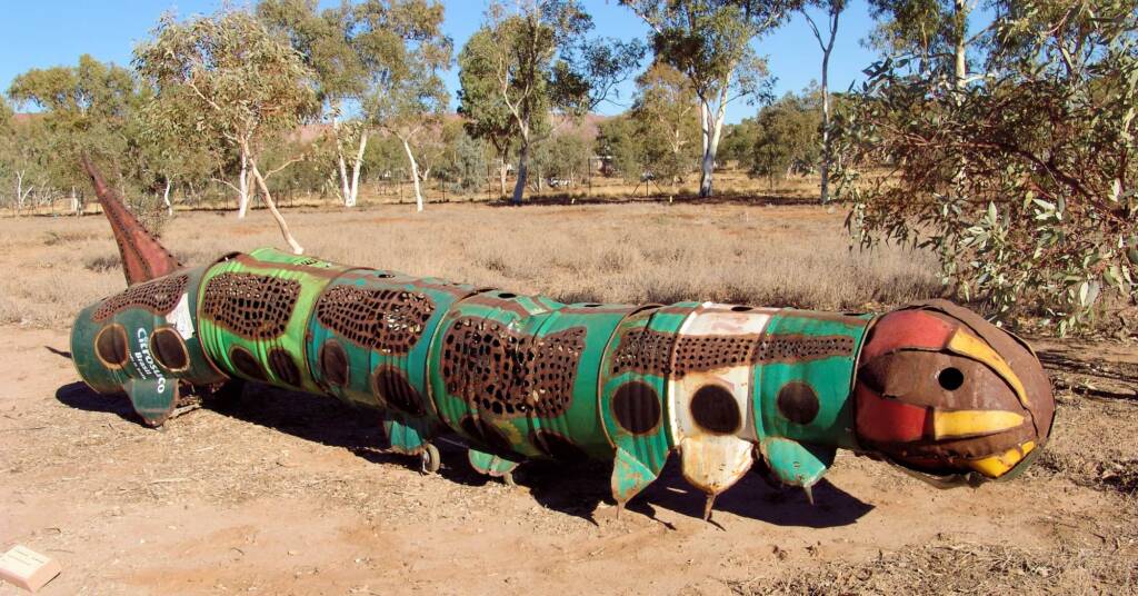 Canapillar - Artist Al Bethune. 2008 Exhibition, Olive Pink Botanic Garden, Alice Springs