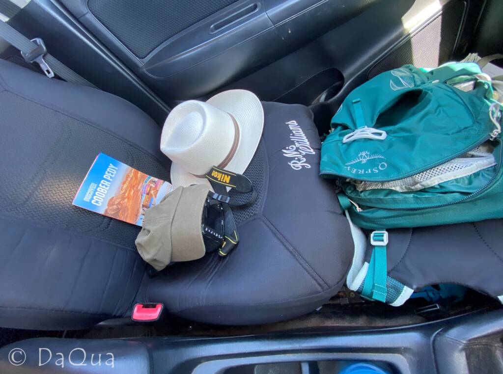 The brakes screeched the ute to a stop and all the gear sitting on the passenger seat ended up in the foot-well.