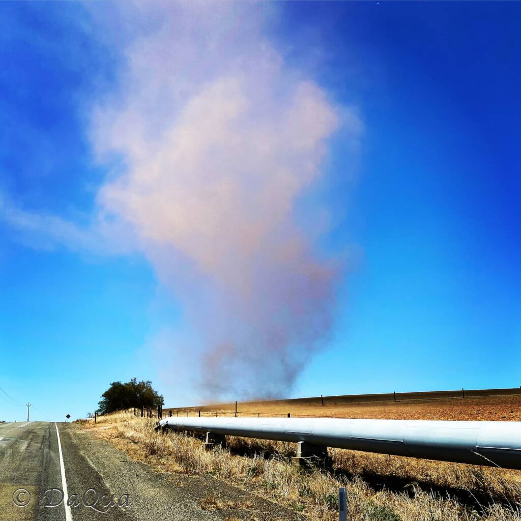 Dust devil as it crossed the field