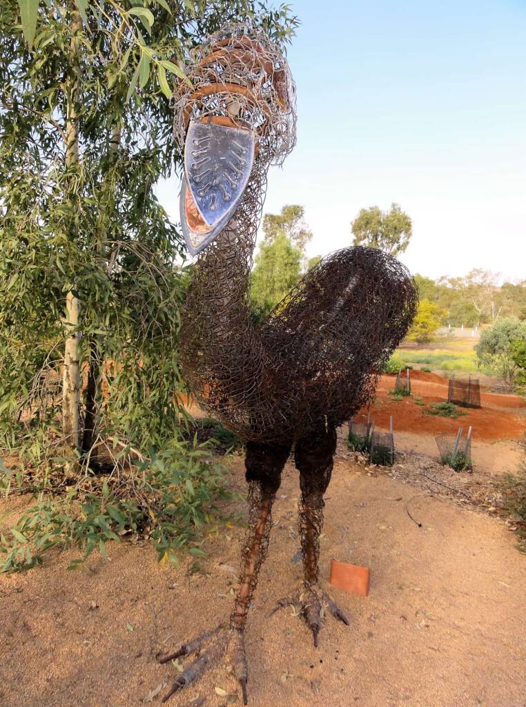Emu by artist Al Bethune (Permanent display Olive Pink Botanic Garden, Alice Springs)