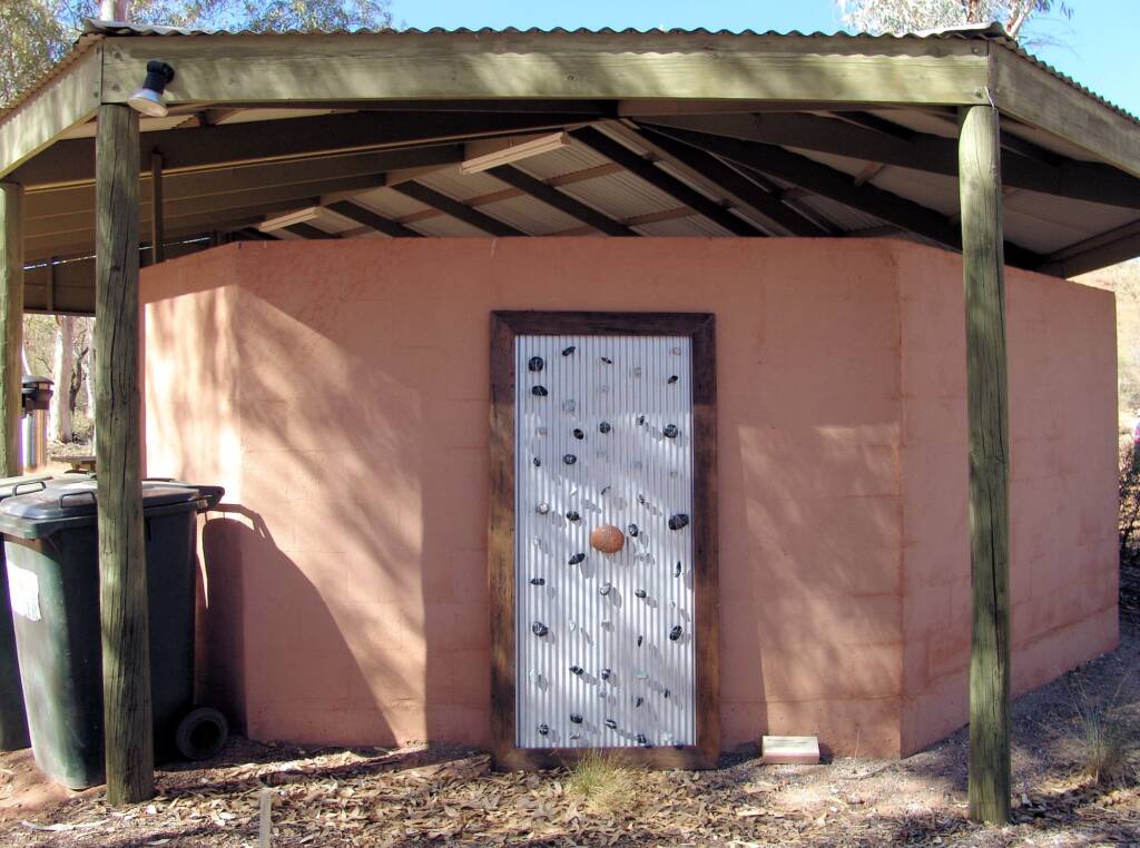 Meeting Place, artist Vicki Skoss - (stone, corrugated iron, wood, wire)
