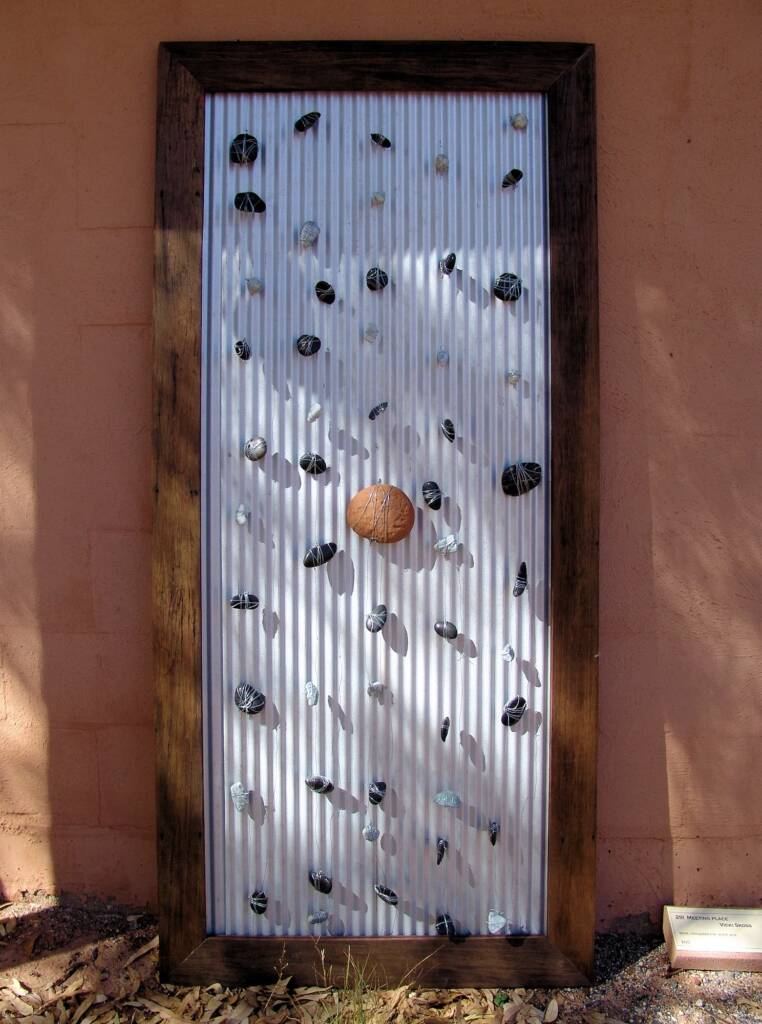 Meeting Place, artist Vicki Skoss - (stone, corrugated iron, wood, wire)