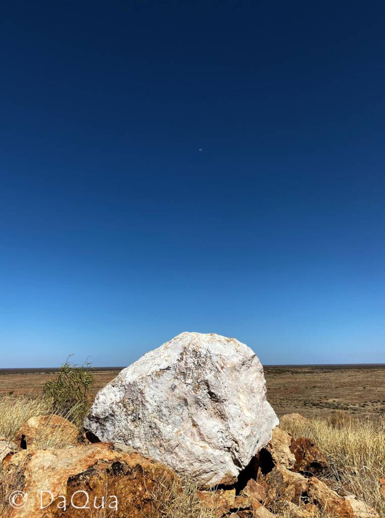 The Moon had been my companion for the whole drive, here it is centred above white rock