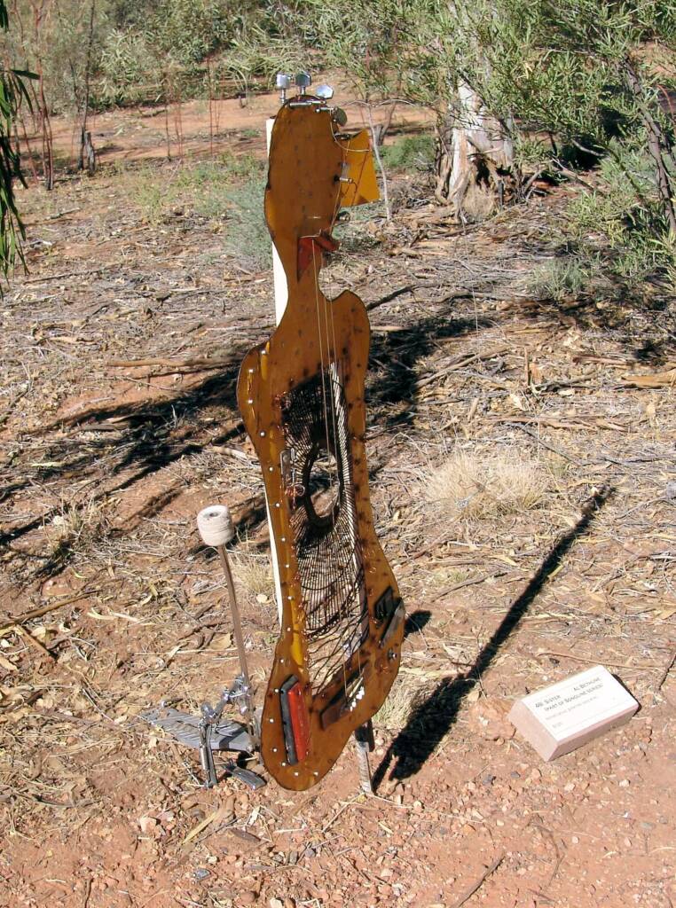 Sister (part of Songline Series), artist Al Bethune - (bonnet cut-out, guitar bits, story wires)