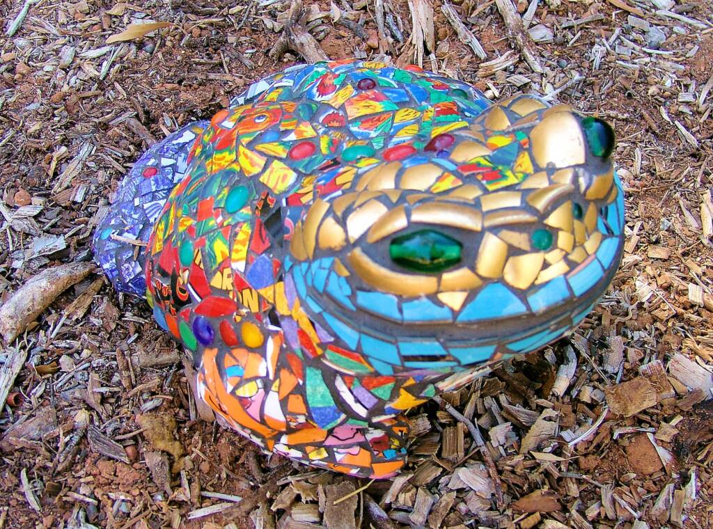 Tiddles, artist Helen Siganto (old crockery and glass beads)