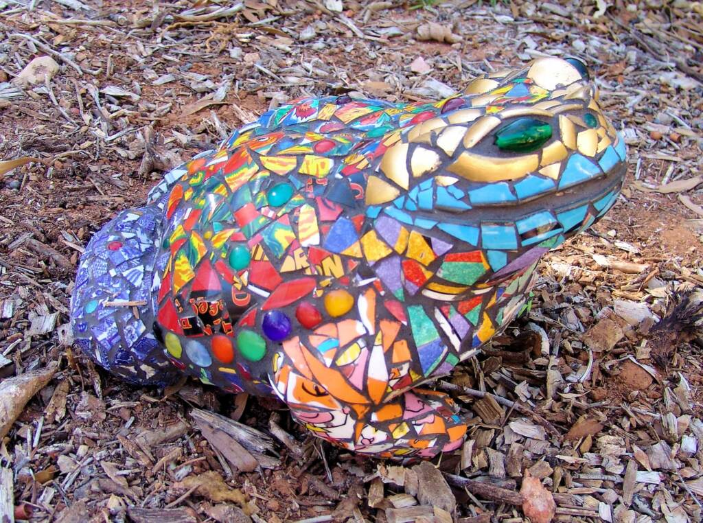 Tiddles, artist Helen Siganto (old crockery and glass beads)