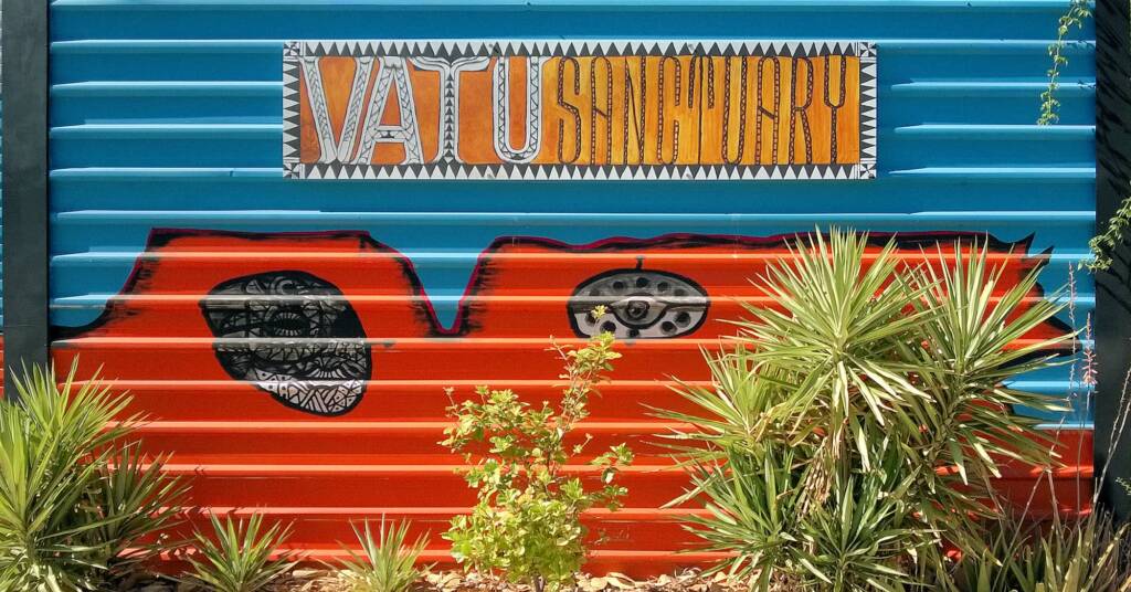 Vatu Sanctuary mural (The Bure) by Rusiate Lali