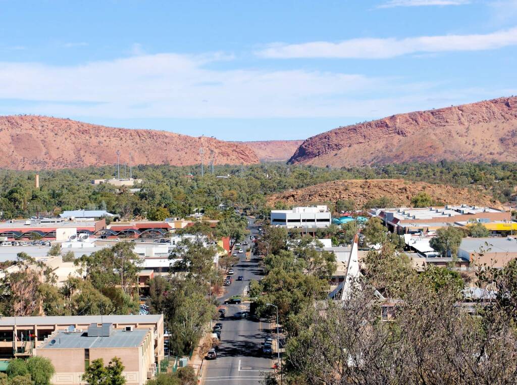 View across Alice Springs to The Gap