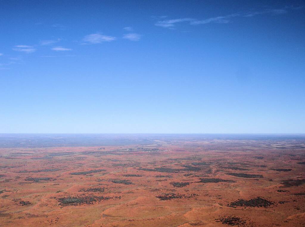 Landscape around Uluru from the air