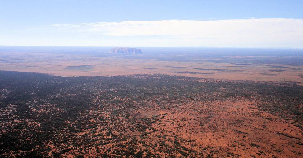 Uluru from the air and the amazing landscape