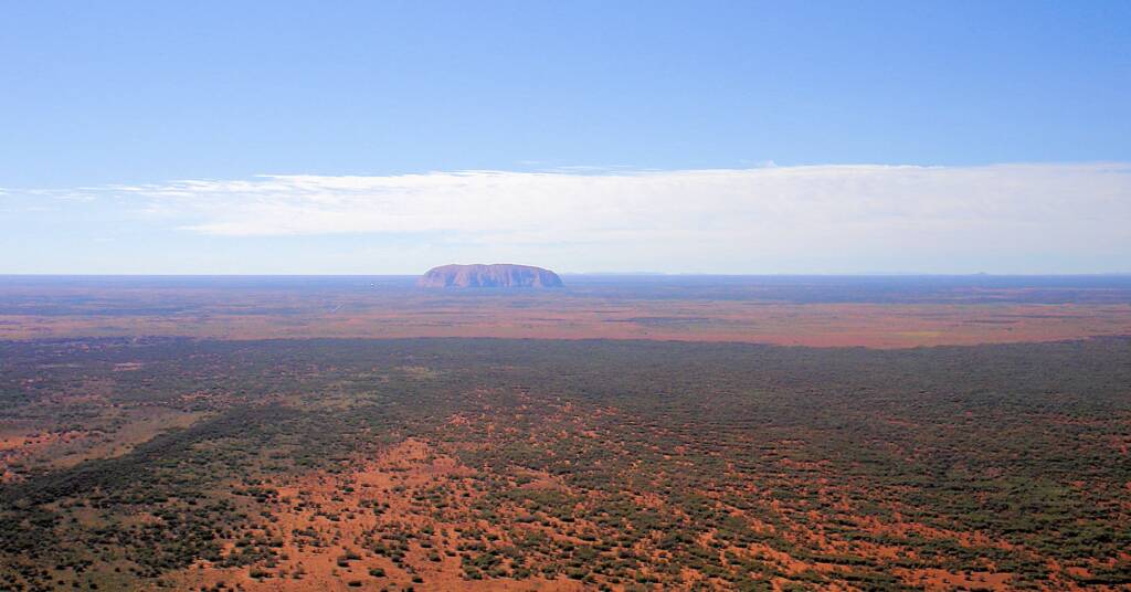 Uluru from the air and the amazing landscape