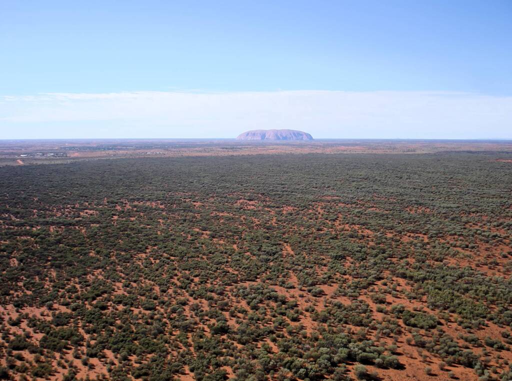 Uluru from the air and the amazing landscape