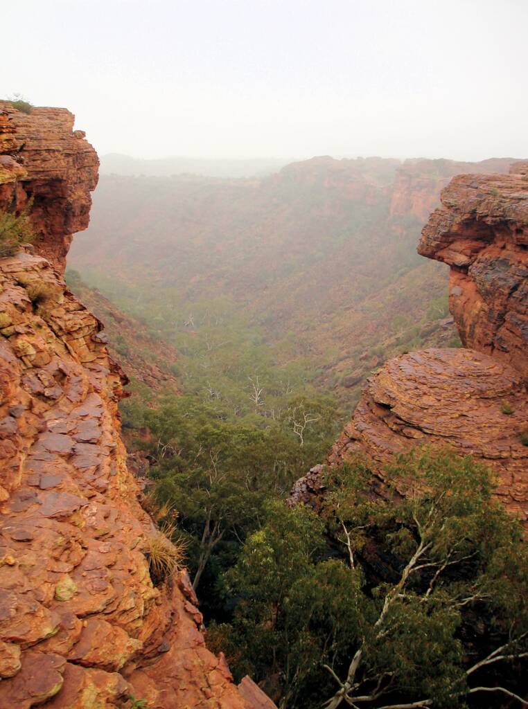 Rain over Kings Canyon valley floor