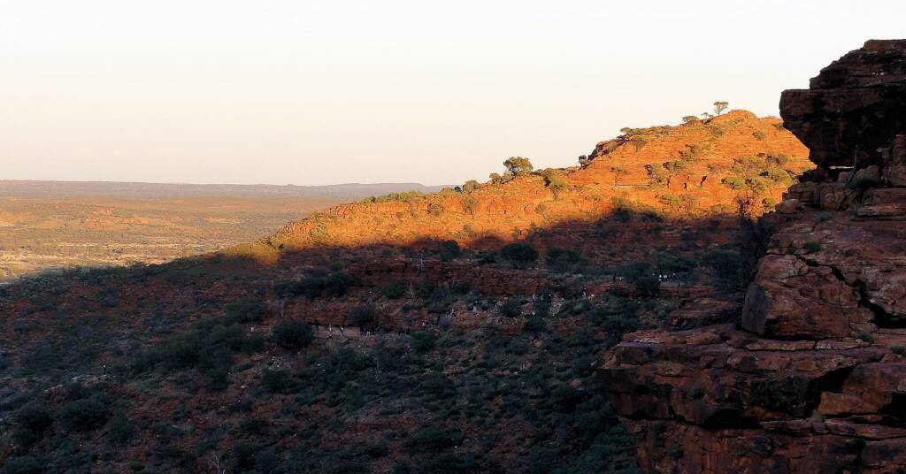 Walking up to the Ghost Gum Lookout, sunrise at Ormiston Gorge