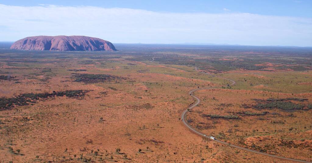 Uluru from the air and the amazing landscape