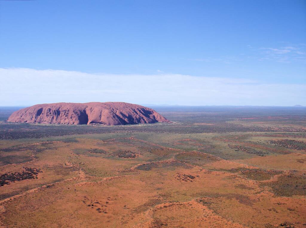 Uluru from the air and the amazing landscape