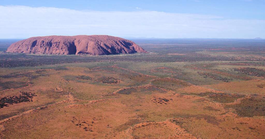 Uluru from the air and the amazing landscape