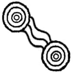 Rockholes connected by water symbol