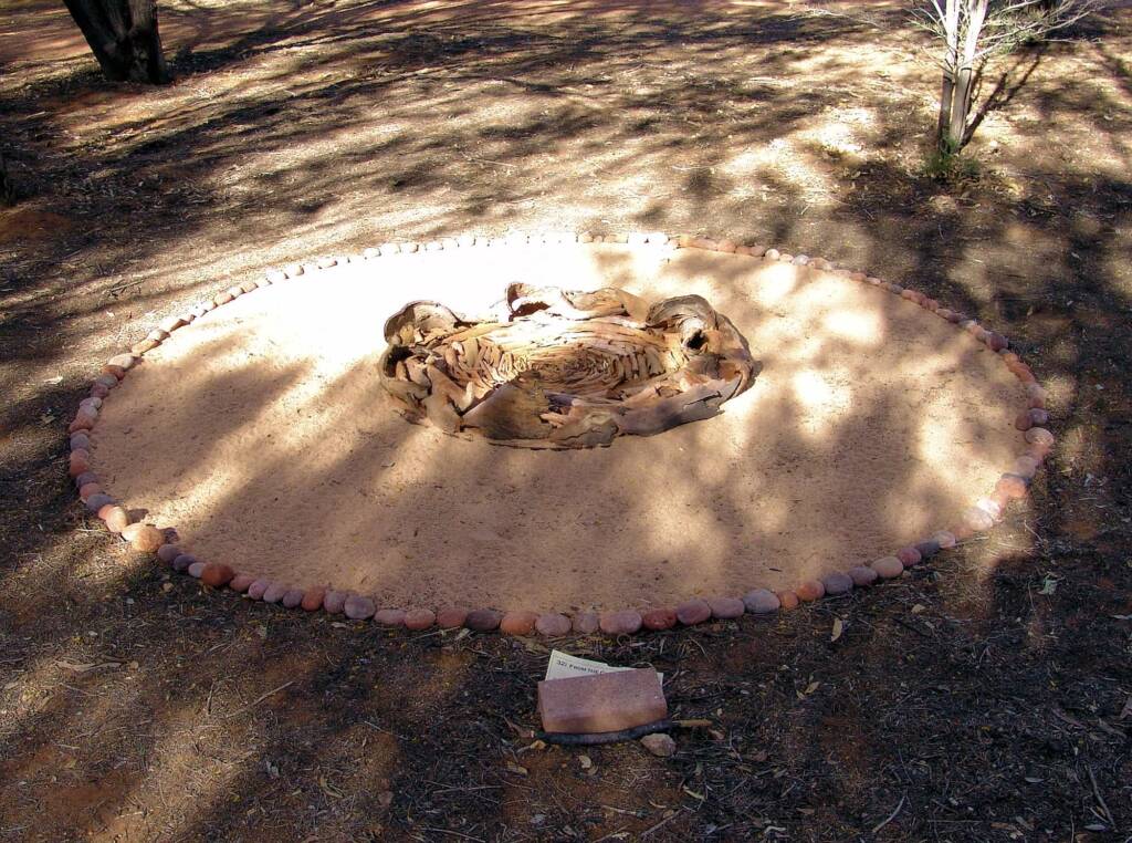 From the Centre - Artist Alison Hittman - (bark, twigs, rocks, sand)