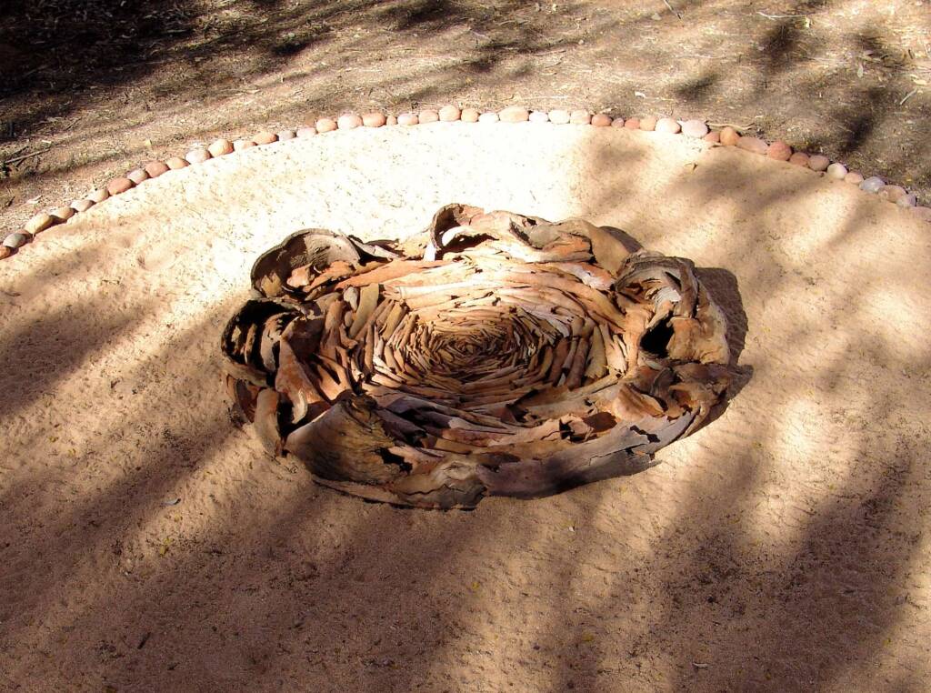 From the Centre - Artist Alison Hittman - (bark, twigs, rocks, sand)