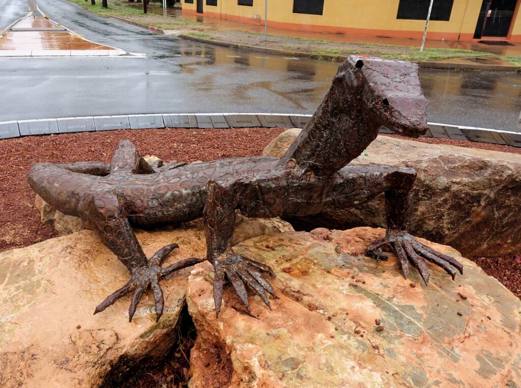 Perentie by Artist Dan Murphy, 26 March, 2015 (at the Undoolya Rd roundabout)
