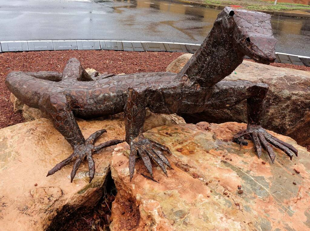 Perentie by Artist Dan Murphy, 26 March, 2015 (at the Undoolya Rd roundabout)