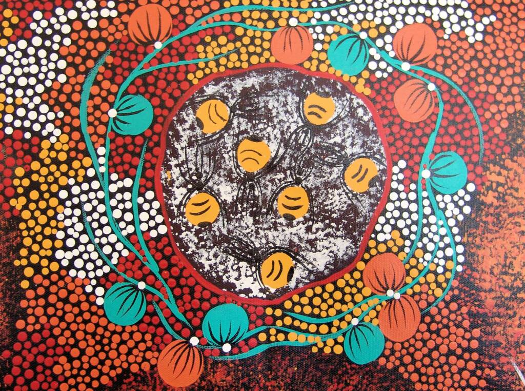Bush tomato and honey ants (extract from painting), 2008 ยฉ Trephina Sultan Thanguwa