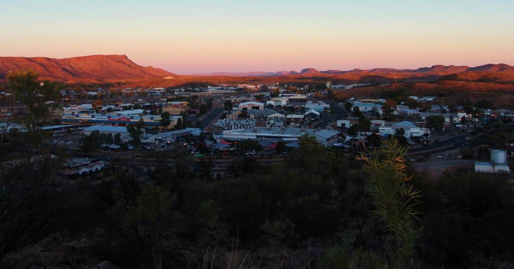 Sunset view west over Alice Springs and beyonds and beyond