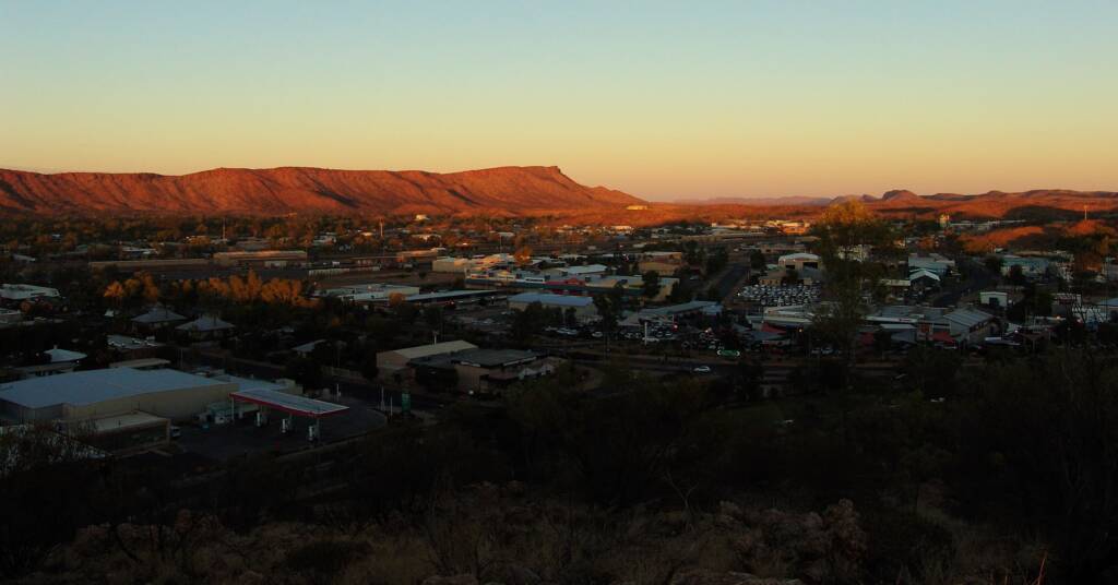 Sunset view west over Alice Springs and beyondeyond
