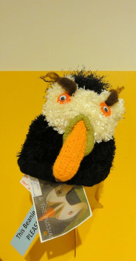 North Pacific Puffin Bird by artist B M Timms (72 yrs), Cooranbong NSW, Alice Springs Beanie Festival, 2014