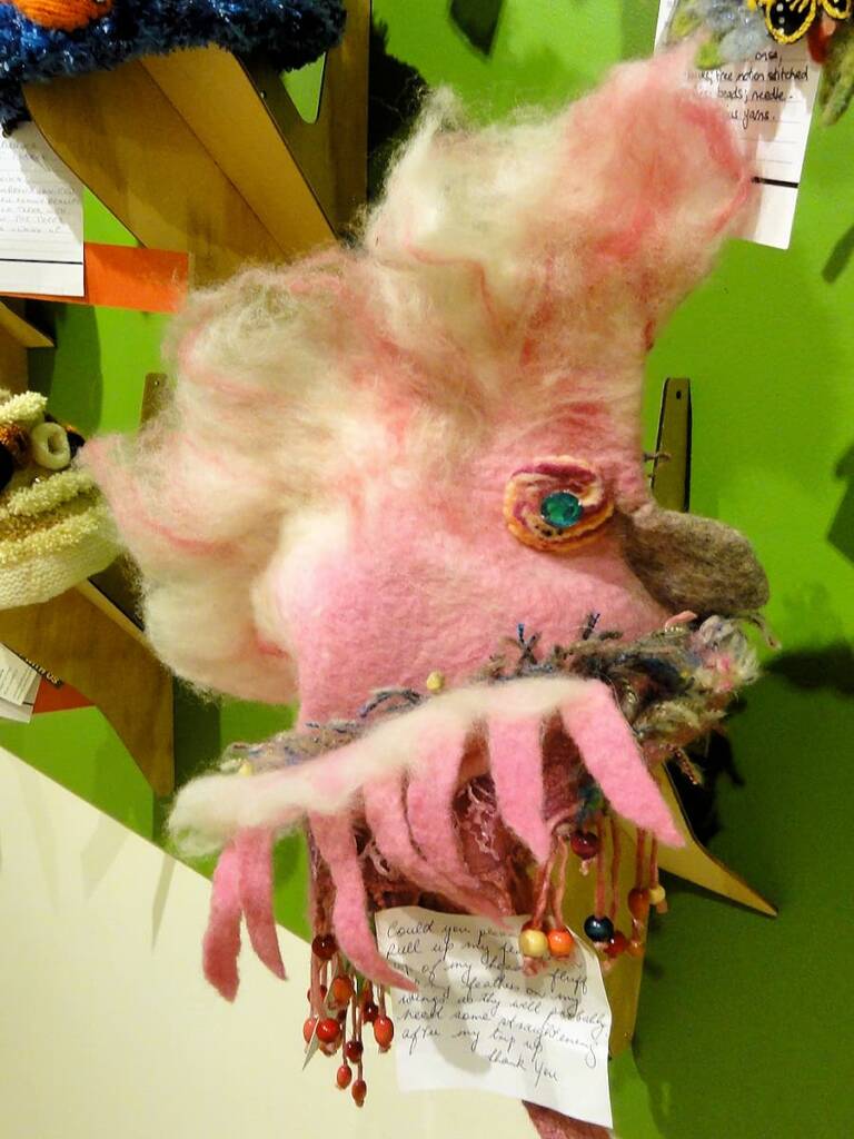 Pauline My Pet Galah by artist Robyn Macshane, Keiraville NSW, Alice Springs Beanie Festival, 2014