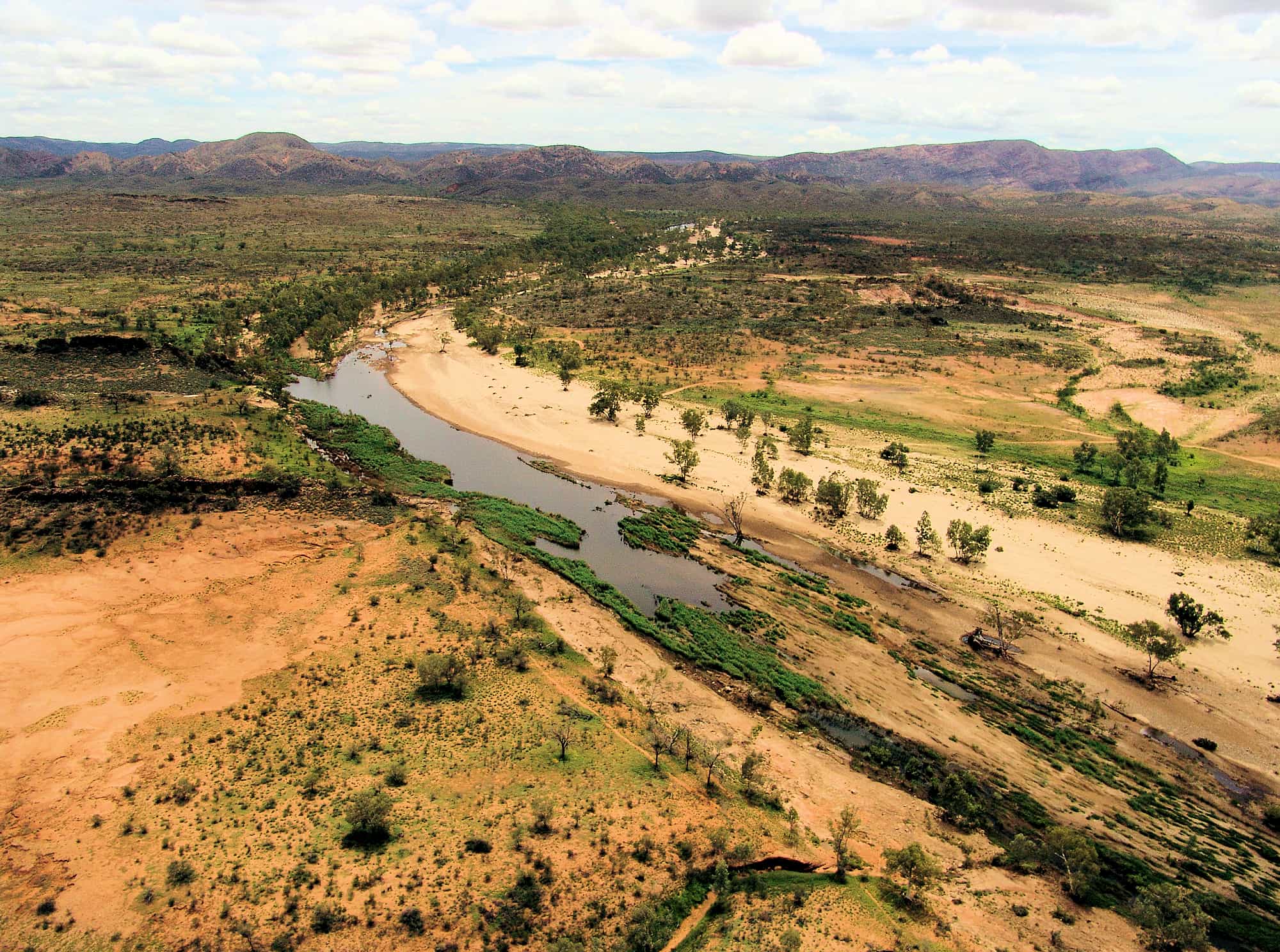Aerial view over Finke River, West MacDonnell Ranges, NT - Helicopter tour