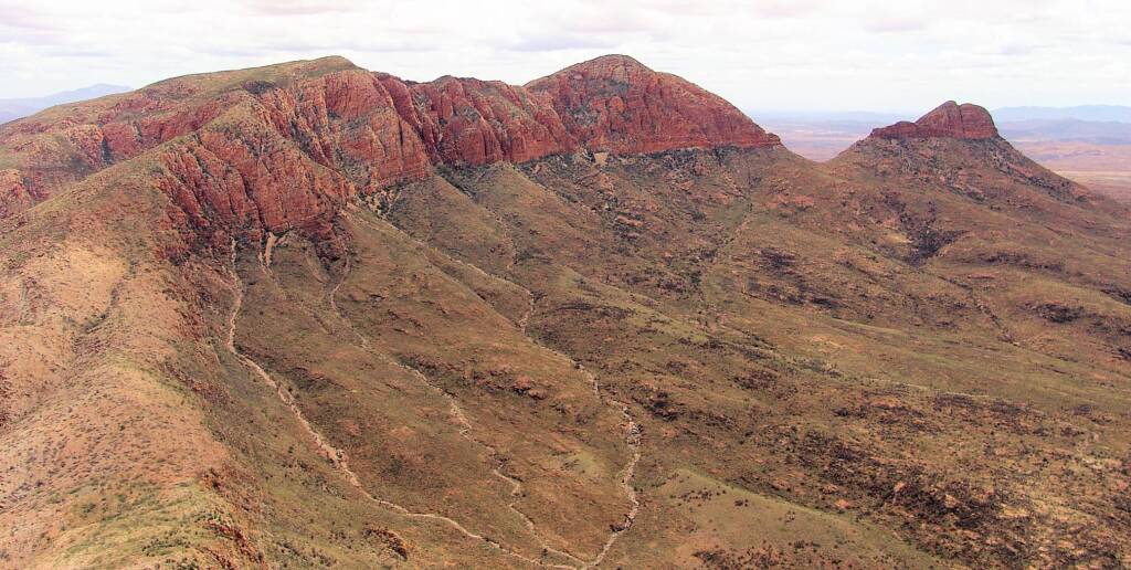 Aerial view over Mount Sonder, West MacDonnell Ranges National Park, NT