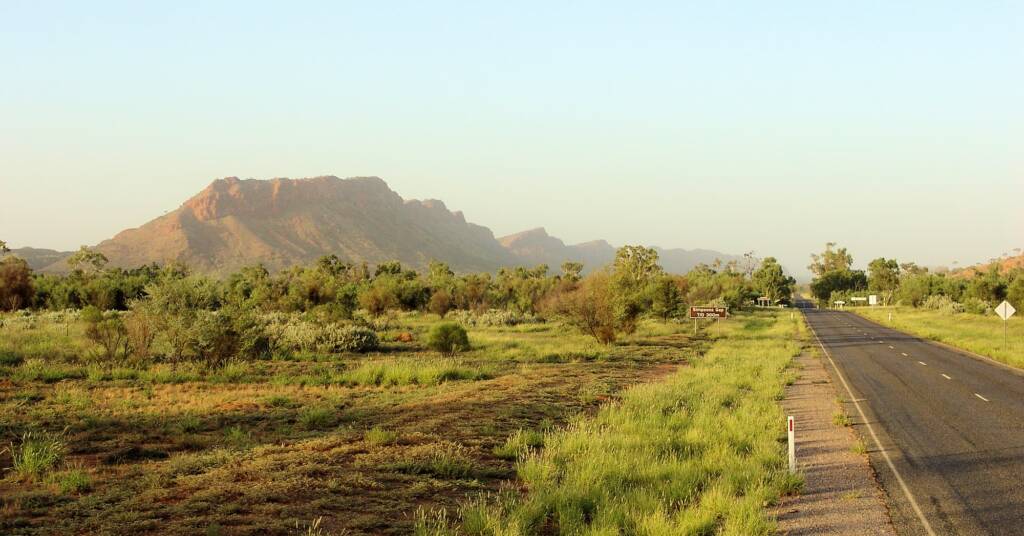 Turnoff (on right) to Simpsons Gap, NT