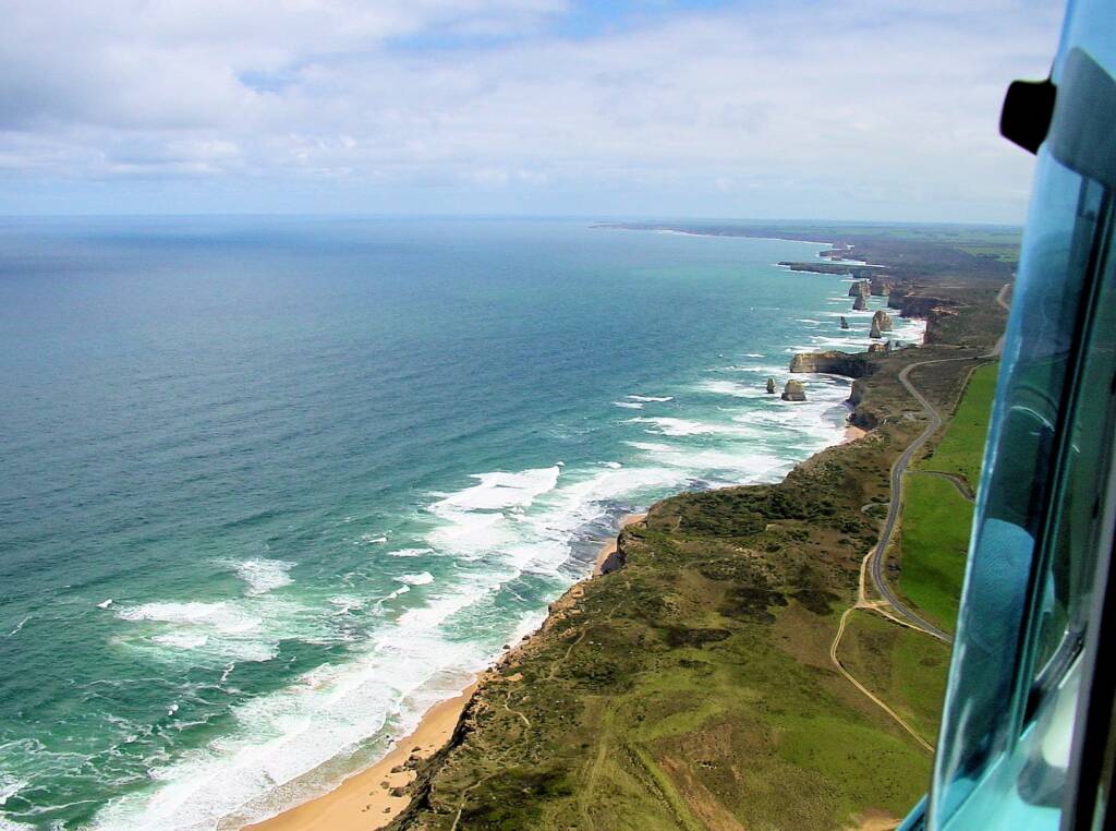 Helicopter - aerial view of the Great Ocean Road, VIC