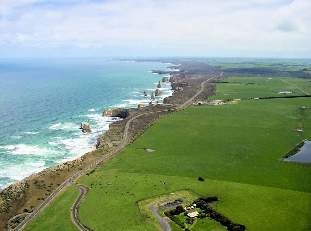 Aerial view of the Great Ocean Road, VIC