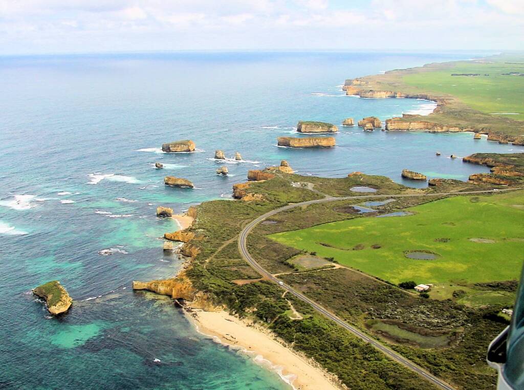 Helicopter - aerial view of the Great Ocean Road, VIC