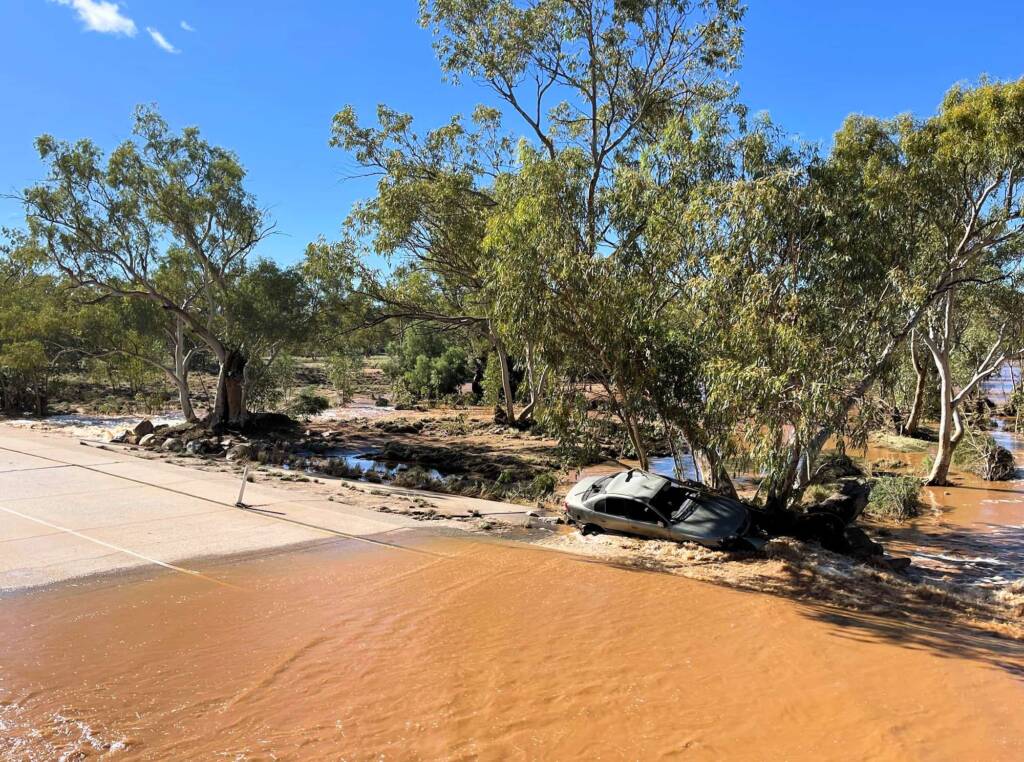 The result of a car washed off the Undoolya Road Main Causeway, Alice Springs, NT © Toni Ryland