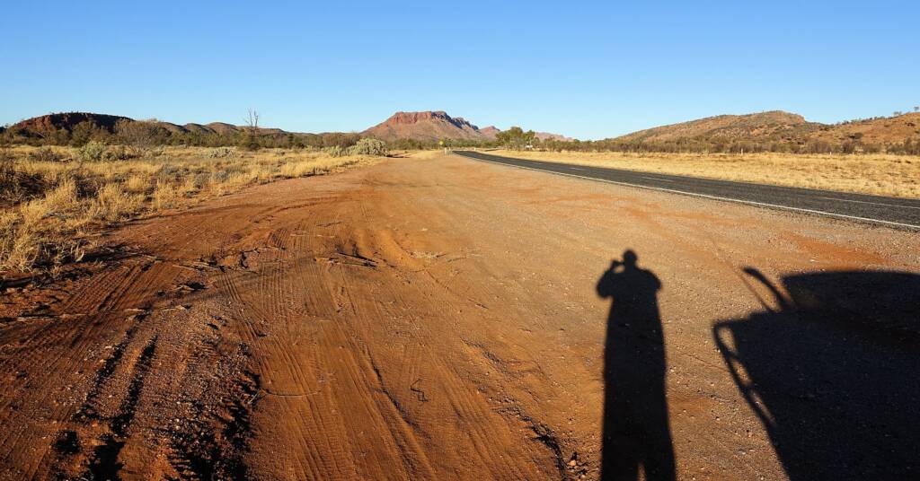 Early morning looking west on the Larapinta Drive, NT