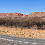 Looking south-east along Larapinta Drive and the West MacDonnell Ranges, NT
