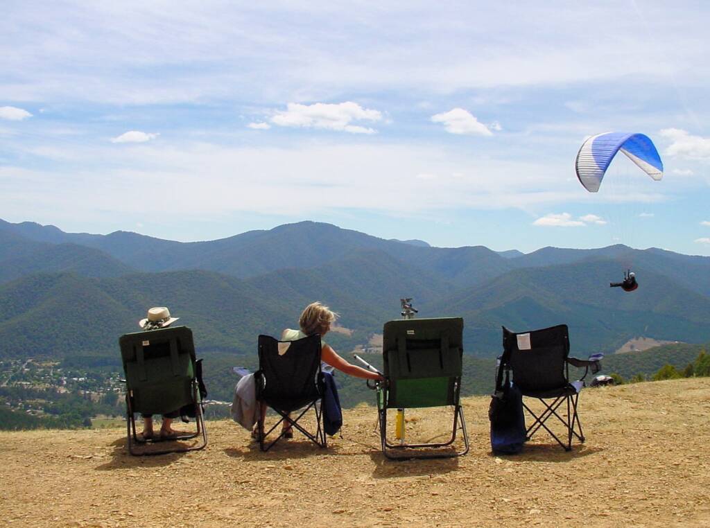 Front row seats watching paragliding from Mystic at Bright, VIC