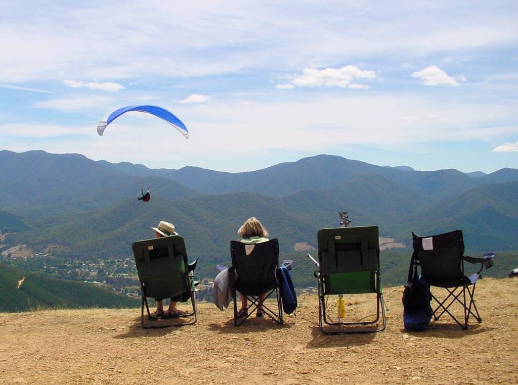 Front row seats watching paragliding from Mystic at Bright, VIC
